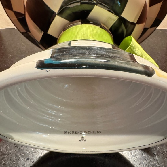 MacKenzie-Childs Checkered Bowl with Lime Ribbon - Picture 3 of 5